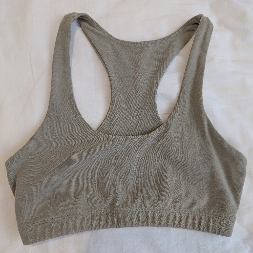 MATE The Label Organic Cotton Stretch Sports Bra Sage Green Small